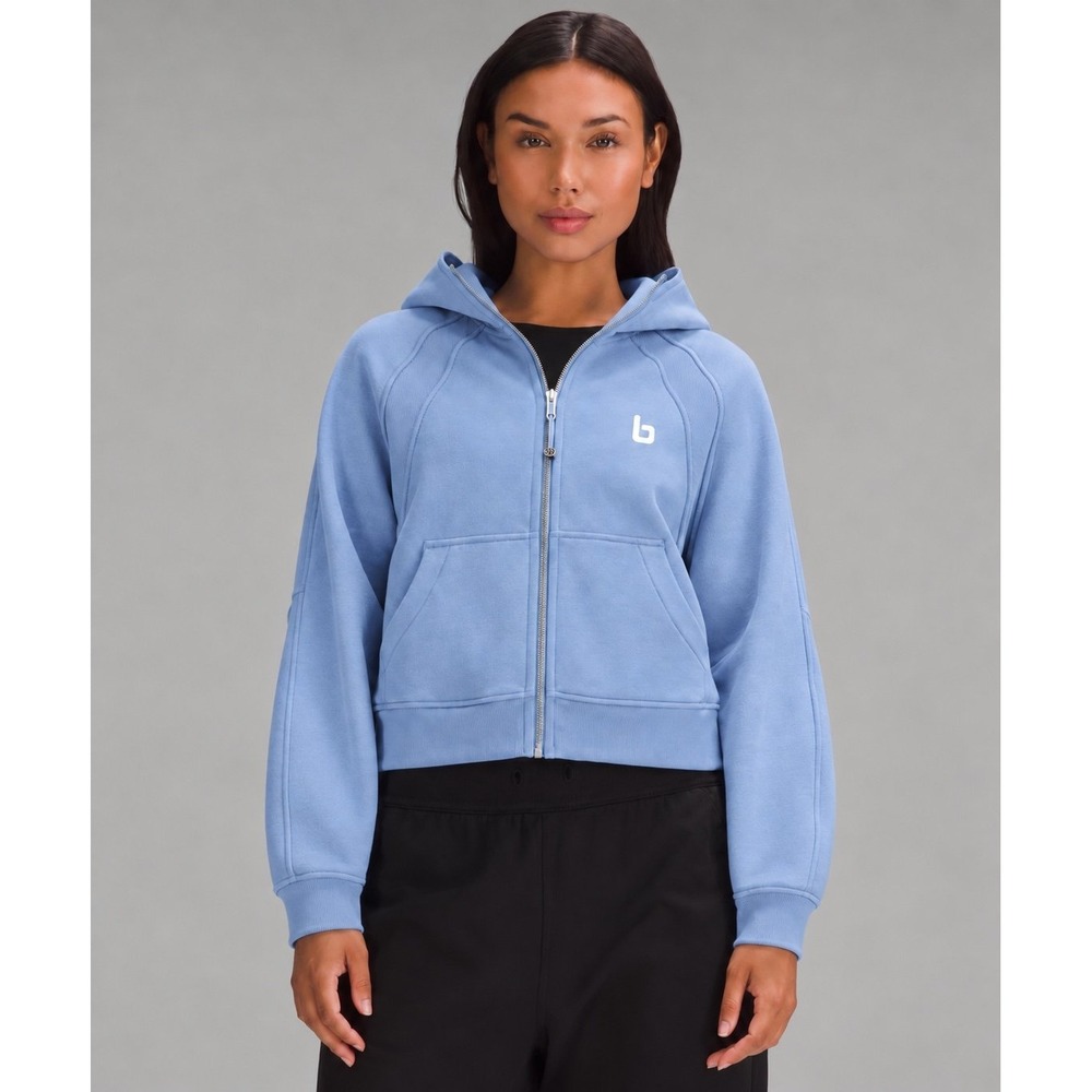 Burn Boot Camp M Dusty Blue Heavyweight Oversized Cropped Full Zip Hoodie. Sz M